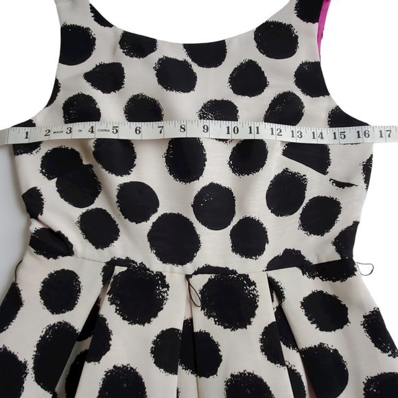 Eliza J Polka Dot Dress  Scoop Neck Pockets Side Zip Size 2P - Picture 10 of 16